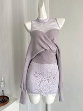 BXOXO French Elegant Luxury Sexy 3 Piece Set Women Lace Top+Off Shoulder Sweater+Mini Bag Hip Skirts Female Nightclub Slim Knit Suit